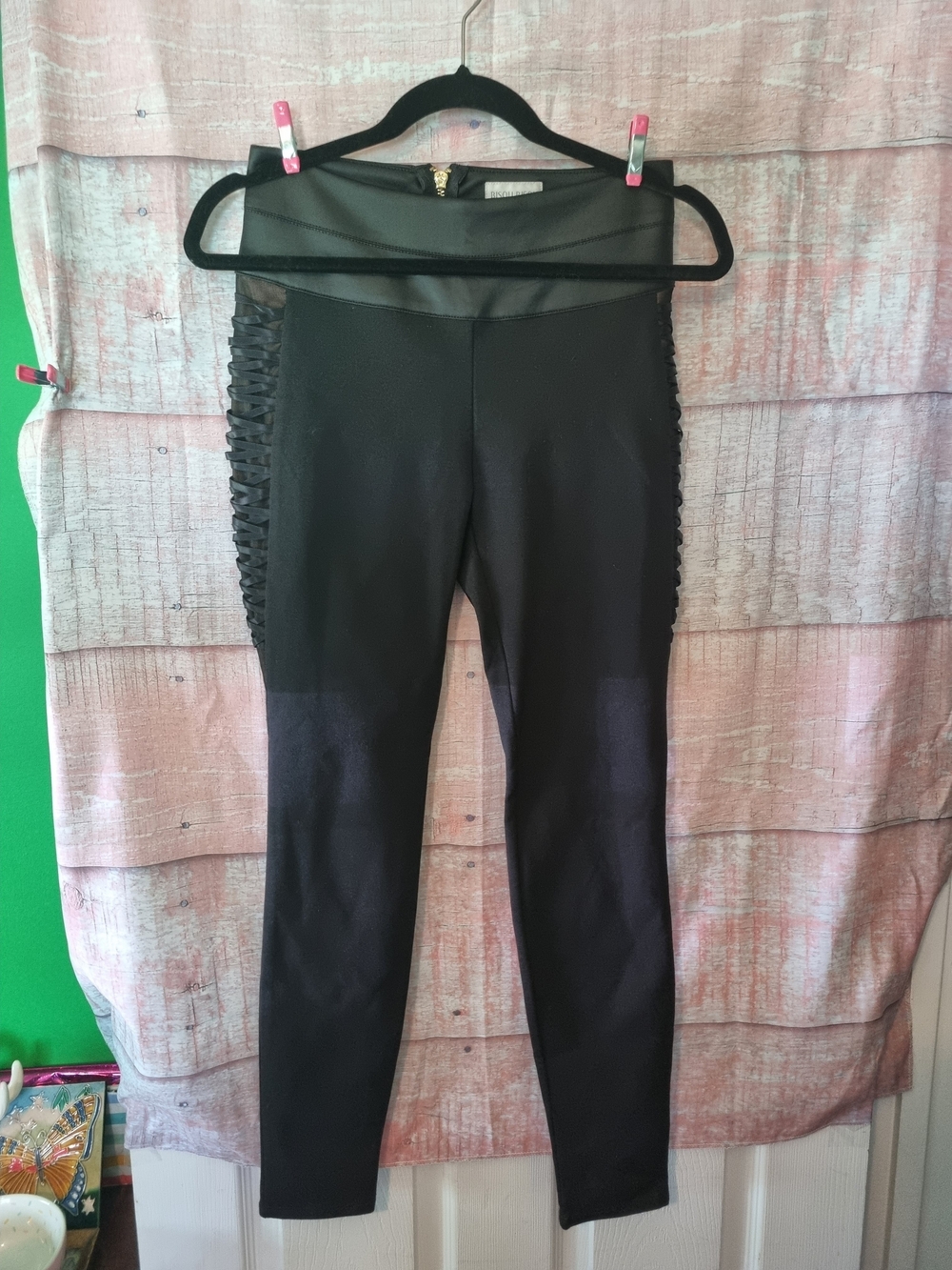 Bisou Bisou Black High-Waist Lace-Up Leggings